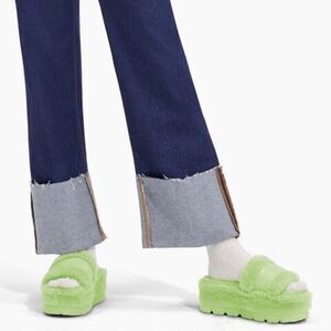 UGG Fluffita Clear Lime Green Sheepskin Fluffy Sandals